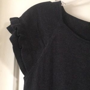 Charcoal ruffled sleeve L Ann Taylor Sweater
